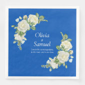 Kobalt Blauw & Witte Rozen Diner Servet (Voorkant)