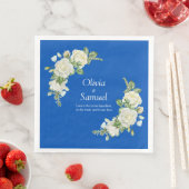 Kobalt Blauw & Witte Rozen Diner Servet (Insitu)