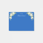 Kobalt Blauw & Witte Rozen Trouwsuite Post-it® Notes (Voorkant)