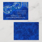 Kobalt Blauw Zilver Masquerade Bal Bruiloft Websit Informatiekaartje (Voorkant / Achterkant)
