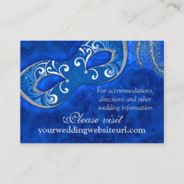 Kobalt Blauw Zilver Masquerade Bal Bruiloft Websit Informatiekaartje