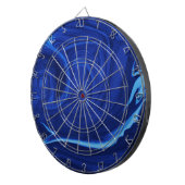 Kobalt blauwe achtergrond getextureerde handgemaak dartbord (Voorkant Rechts)