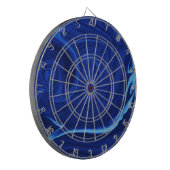 Kobalt blauwe achtergrond getextureerde handgemaak dartbord (Voorkant Links)