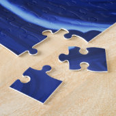 Kobalt blauwe achtergrond getextureerde handgemaak legpuzzel (Zijkant)