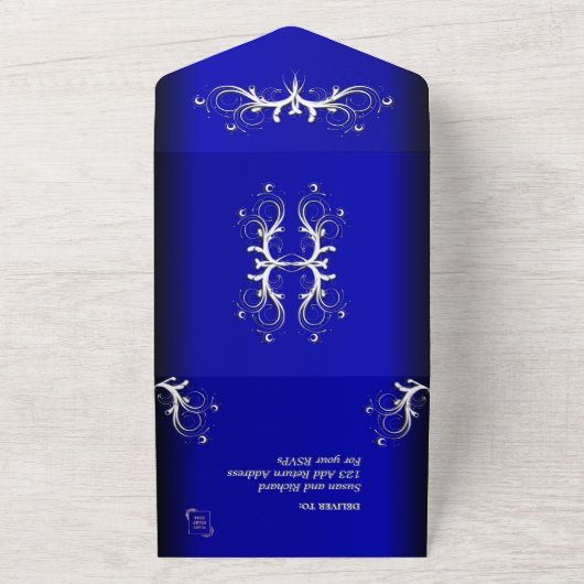 Kobalt Blauwe Eenvoud in één uitnodiging (Buitenkant)