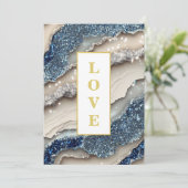 *~ KOBALT BLAUWE LIEFDE Agaat AR66 RSVP QR Bruilof Kaart (Staand voorkant)