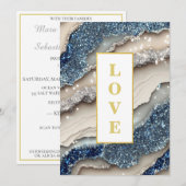 *~ KOBALT BLAUWE LIEFDE Agaat AR66 RSVP QR Bruilof Kaart (Voorkant / Achterkant)