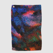Kobalt blauwe spatten met kleurrijke, roodhete tex golfhanddoek (Voorkant)