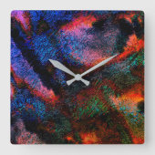 Kobalt blauwe spatten met kleurrijke, roodhete tex vierkante klok (Voorkant)