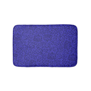 Kobalt Blauwe Tudor Tuin Bloemen Damast Badmat