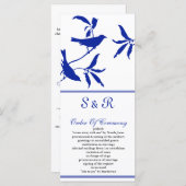 Kobalt blauwe vogels Weddenschap Programmakaart (Voorkant / Achterkant)