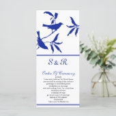 Kobalt blauwe vogels Weddenschap Programmakaart (Staand voorkant)
