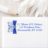 Kobalt Blauwe Witte Harten Retouradreslabel 2 Etiket (Insitu)