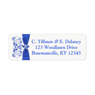 Kobalt Blauwe Witte Harten Retouradreslabel 2 Etiket