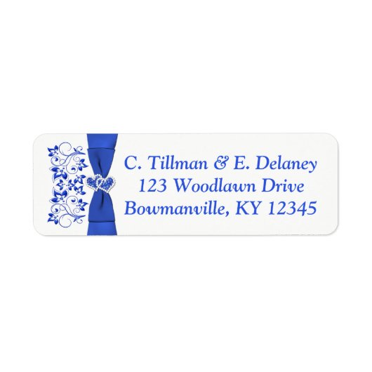 Kobalt Blauwe Witte Harten Retouradreslabel 2 Etiket (Voorkant)