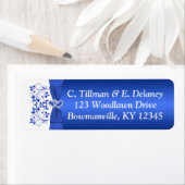 Kobalt Blauwe Witte Harten Retouradreslabel Etiket (Insitu)