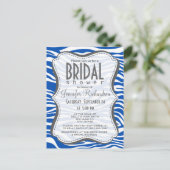 Kobalt Blauwe Zebra Strepen Dierenprint Uitnodiging Briefkaart (Staand voorkant)