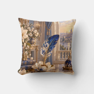 Kobalt Bloemen Kwil Ivoor Magnolia Paleis Bureau Kussen