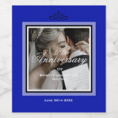 Kobalt Blue 50th bruiloft foto aangepast jaar Wijn Etiket (Enkel label)