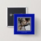 Kobalt blue 50th bruiloft-knop voor bruiloft vierkante button 5,1 cm (Voorkant /achterkant)