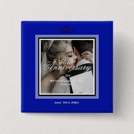 Kobalt blue 50th bruiloft-knop voor bruiloft vierkante button 5,1 cm