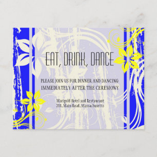 Kobalt Blue and Yellow Wedding Reception Kaart