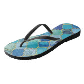 Kobalt Blue, Aqua & Gold Moroccan Teenslippers (Schuin)