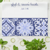 Kobalt Blue Bijbel Verse, ze hebben brood gebroken Theedoek (Gevouwen)