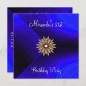Kobalt Blue Black Abstract 21st geboortedag Kaart (Voorkant / Achterkant)