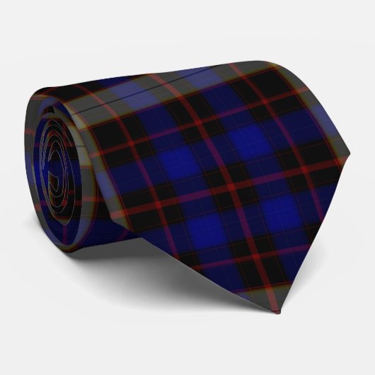Kobalt Blue Black Red Tartan Pset Flannel Stropdas (Opgerold)
