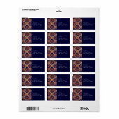 Kobalt Blue Burnt Oranje SouthWestern Tile Design Etiket (Full Sheet)