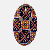 Kobalt Blue Burnt Oranje SouthWestern Tile Design Keramisch Ornament (Rechts)