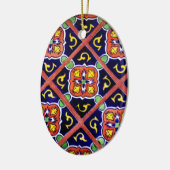 Kobalt Blue Burnt Oranje SouthWestern Tile Design Keramisch Ornament (Links)