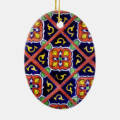 Kobalt Blue Burnt Oranje SouthWestern Tile Design Keramisch Ornament (Achterkant)