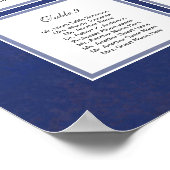 Kobalt Blue Damask Dinner Party-zitplaatskaart Poster (Hoek)