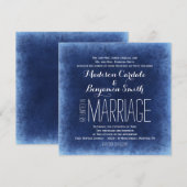 Kobalt Blue Distress Rustic Wedding Invitations Kaart (Voorkant / Achterkant)