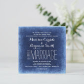 Kobalt Blue Distress Rustic Wedding Invitations Kaart (Staand voorkant)