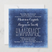 Kobalt Blue Distress Rustic Wedding Invitations Kaart (Voorkant)