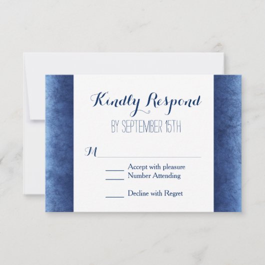 Kobalt Blue Distsed Rustic Wedding RSVP-kaarten RSVP Kaartje (Voorkant)