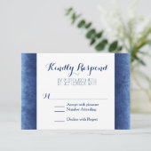 Kobalt Blue Distsed Rustic Wedding RSVP-kaarten RSVP Kaartje (Staand voorkant)