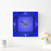 Kobalt Blue Double Lijst 4 White Numbers Vierkante Klok (Huis)
