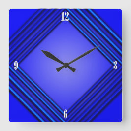 Kobalt Blue Double Lijst 4 White Numbers Vierkante Klok