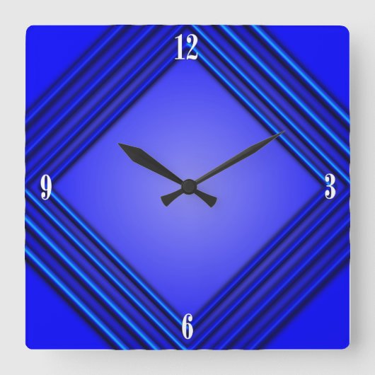 Kobalt Blue Double Lijst 4 White Numbers Vierkante Klok (Voorkant)