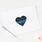 Kobalt Blue en Black Damask 1,5-inch Heart Sticker (Envelop)