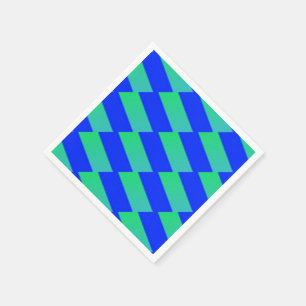 Kobalt Blue en Green Abstract Squares Servet