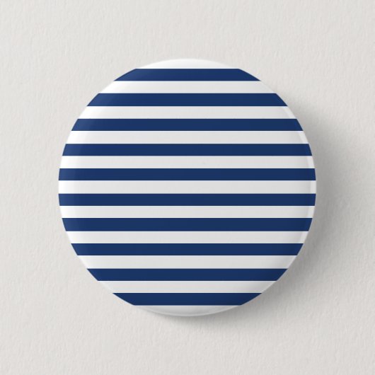 Kobalt Blue en Horizontal White Stripes Pattern Ronde Button 5,7 Cm (Voorkant)