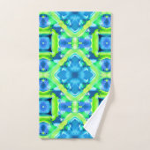 Kobalt Blue en Lime Green Tie Dye Pattern Bad Handdoek (Handdoek)