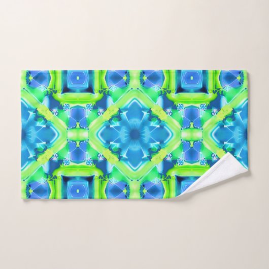 Kobalt Blue en Lime Green Tie Dye Pattern Bad Handdoek (Handdoek)
