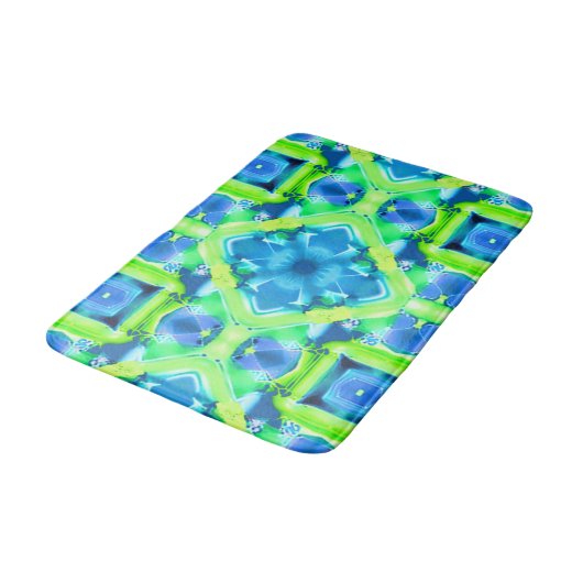 Kobalt Blue en Lime Green Tie Dye Pattern Badmat (Gekanteld)