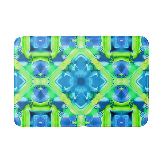 Kobalt Blue en Lime Green Tie Dye Pattern Badmat (Voorkant)
